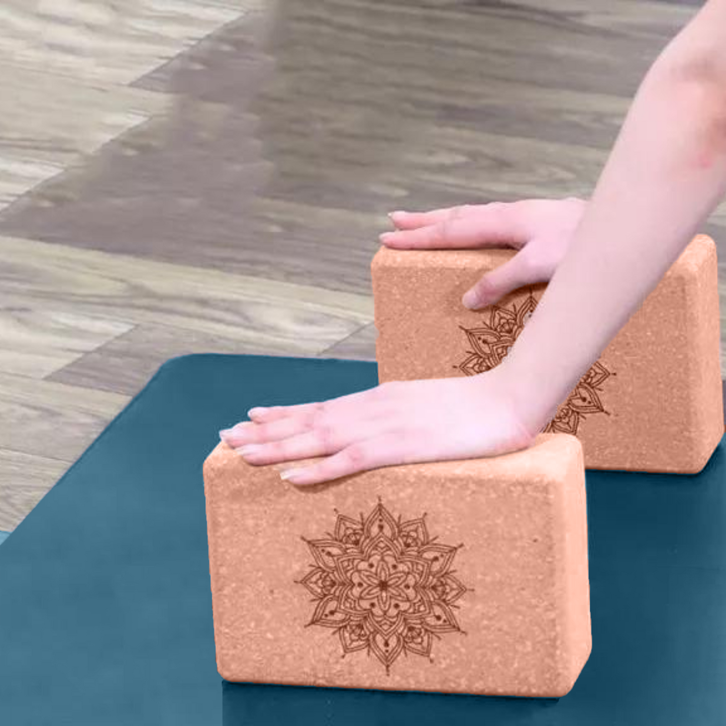 Mandala Cork Yoga Block HEAL & GROW