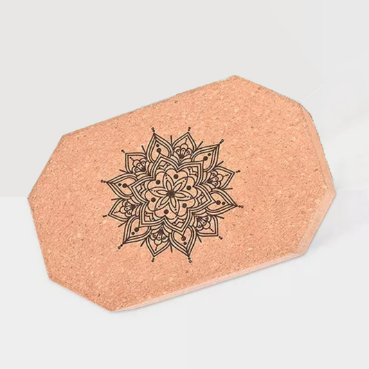 Octagonal Mandala Cork Yoga Block HEAL & GROW