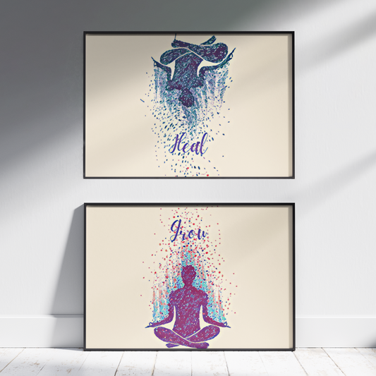 HEAL GROW | Yoga Meditation Inspiration Poster