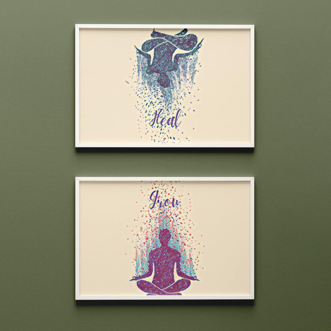 HEAL GROW | Yoga Meditation Inspiration Poster