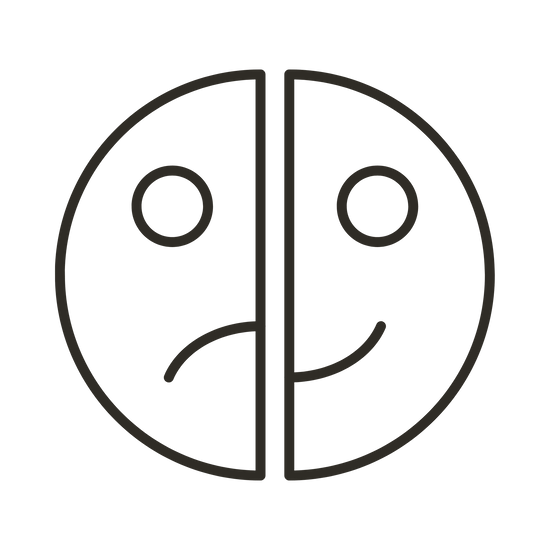 Icon of half frowning, half smiling emoji